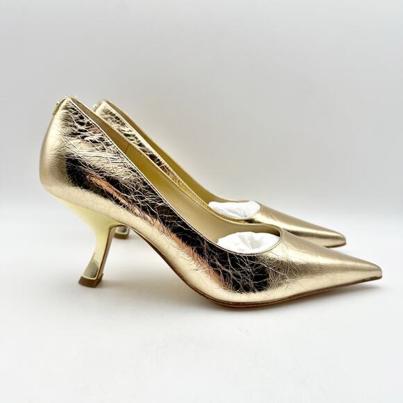 Michael Kors Womens Luna Mid Pumps US 6M EU 36.5 Gold Leather NIB - Picture 3 of 12